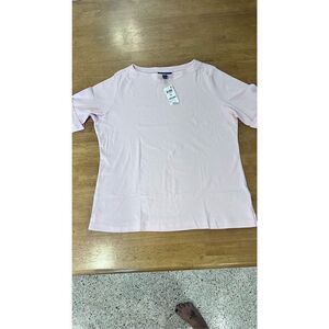 Karen Scott Women's Cotton Elbow Sleeve Top Blush Pink Plus Size 0X NWT P1-213